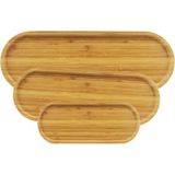 Brentino 3’lü Oval Ahşap Sunum Tabağı Seti 3 Boy (39X15 33X10 13X5 Cm) Çerez Meze Servis - 3'lü OVAL