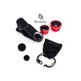 Brentino Balık Gözü 3'ü 1 Arada Evrensel Cep Telefonu Kamera Lens Seti Kıskaçlı Fish Eye Macro Wide Lens Kit