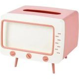 Brentino Retro Telefon Tutucu ve Peçetelik Kağıt Mendil Kutusu Masaüstü Dekoratif Stand Organizer Pembe Renk