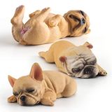 BRETOYIN 3 ADET Bulldog Figürinler Gerçekçi 3 inç Yavru Köpek Parti Süslemeleri Kızlar için Uyuyan Köpek Figürleri Buldog Oyuncakları Bebek Evi Noel Doğum Günü Hediyesi