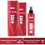 Brezilya Keratin Terapisi Saç Bakım Seti, Şampuan 400 ml X2 + Sıvı Saç Bakım Sütü 200 ml