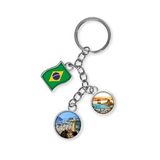Brezilya Üçlü Epoksi Metal Çift Taraflı Damla Anahtarlık Brazil