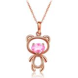 Brezza Lusso Ayıcık Gümüş Minik Kolye Rose Renk Pembe Taşlı