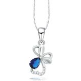 Brezza Lusso Diamond Serisi Safir Damla Kalp Çiçek Gümüş Kadın Kolye