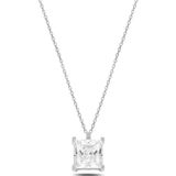 Brezza Lusso Gümüş Swarovski Zirconia Taşlı Kare Model Bayan Kolye