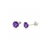 Brezza Lusso Jewelry 925 Ayar Tektaş Ametist Gümüş Kadın Küpe 6 MM