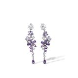 Brezza Lusso Jewelry Ametist Taşlı Pırlanta Model Çiçek Demeti Sallantılı Kadın Gümüş Küpe