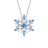 Brezza Lusso Jewelry Aquamarin Taşlı Özel Tasarım Kar Tanesi Kadın Gümüş Kolye