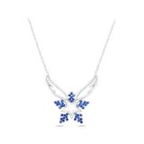 Brezza Lusso Jewelry Pırlanta Safir Taşlı Melek Kanadı Kar Tanesi Kadın Gümüş Kolye 45 CM