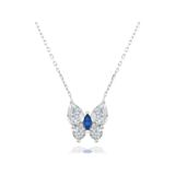 Brezza Lusso Safir Işıltılı Diamond Sevgi Kelebeği 45 cm Kadın Gümüş Kolye