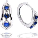 Brezza Lusso Safir Taşlı Diamond Simple Style Halka Kadın Gümüş Küpe 17 MM