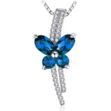 Brezza Lusso Safir Taşlı Işıltılı Diamond Fiyonk Kelebek Kadın Gümüş Kolye