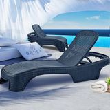 Brezza Royal Rattan Şezlong 4 Adet 2536 Lüx Havuz & Plaj Şezlongu 3 Kademeli Katlanır - Antrasit