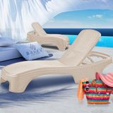 Brezza Royal Rattan Şezlong 4 Adet 2536 Lüx Havuz & Plaj Şezlongu 3 Kademeli Katlanır - Krem