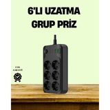 Brf Store A2TOPTAN 2500W Güçlü 6’lı Priz USB ve Type-C Çıkışlı Termal Korumalı - Siyah