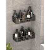 Brf Store A2TOPTAN 2'li Banyo Rafı Seti, Antrasit, Yapışkanlı Montaj, Dayanıklı Plastik, Şampuanlık ve Sabunlu