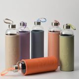 Brf Store A2TOPTAN Deconox 1 Litre Deri Kılıflı Cam Matara – H2O Tasarımlı Büyük Boy Su Şişesi, Koku Yapmaz Sı