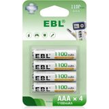 Brf Store Canarino Ebl 1.2V Aaa Şarj Edilebilir Pil, 1100 Mah Ni-Mh Şarj Edilebilir Pil 1200 Tech, 4'lü Paket - Siyah
