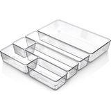 Brf Store Canarino Mallart® 6'lı Şeffaf Çekmece Düzenleyici Seti – Plastik Organizer Kutular | Makyaj, Ofis, M - Siyah