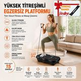 Brf Store Canarino Yüksek Titreşimli Egzersiz Platformu Bluetooth Masaj Aleti Ev Fitness Cihazı Direnç Lastiği - Siyah