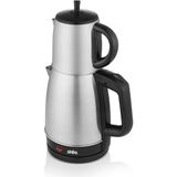 Brf Store Degernet Sinbo STM-5845 Çelik Elektrikli Çay Makinesi Inox Çaycı 2-In-1 Demlik Su Isıtıcı 1600W Otom - Siyah