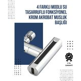 Brf Store Elivorasell 4 Modlu Musluk Başlığı | Şelale, Yağmur, Sprey, Köpük Akışı | Yüksek Basınç Performansı - Siyah