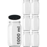 Brf Store Elivorasell Afracam 1000 ml Konserve Kavanoz Metal Kapaklı Şeffaf Cam 1000 cc Paşabahçe 6 Adet (Siya - Siyah