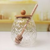 Brf Store Elivorasell Deconox Bambu Kapaklı Cam Bal Kavanozu – 350ML | Kaşıklı & Şık Sunum Kavanozu | Doğal Ah - Siyah