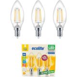 Brf Store Elivorasell Ecolite 4W LED Filament Mum Ampul, E14 Duy, 2700K Sarı Işık, 470 Lümen, Şeffaf Cam, Akko