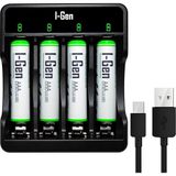Brf Store Elivorasell I-Gen G465 4'lü Pil Şarj Aleti + 4 Adet Aaa 650 Mah Şarjlı Ince Kalem Pilli Set - Siyah