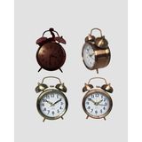 Brf Store Elivorasell Nostaljik Büyük Boy Metal Masa Saati Bronz Kaplama ve Yüksek Sesli Alarm - Siyah