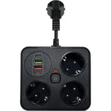 Brf Store Fhm-Prıme Akım Korumalı Anahtarlı 2 Metre Priz 3'lü 2 USB 2 Type C 3.4A Çıkışlı 3250WATT - Siyah