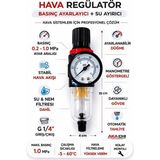 Brf Store Irmakxx AFR2000 Kompresör Hava Filtre Regülatörü Su Ayırıcı Şartlandırıcı Basınç Ayarlayıcı Saatli S - Siyah