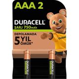 Brf Store Megsan Duracell Şarj Edilebilir Aaa Ince Kalem Pil (2'li Paket) 750 Mah Nimh, 1000 Sarj Döngüsü, Önc - Siyah