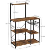 Brf Store Megsan Vasagle Fırıncı Raflı Raf, Tel Sepetli Mikrodalga Standı, 6 S-Kanca, Mutfak Rafı, Baharatlar, - Siyah