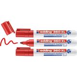 Brf Store Nerimu Edding 360 Xl Beyaz Yazı Tahtası Kalemi, Kırmızı, 3'lü Set, Yeniden Doldurulabilir - Siyah