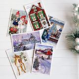 Brf Store Pmstore Bimotif Simli Kartpostal, Yılbaşı, Kırmızı Ev Seti (6 Adet) - Siyah