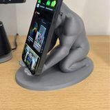 Brf Store Pmstore Goril Telefon Tutucu – 3D Baskı Kaslı Goril Masaüstü Telefon Standı-Gri - Siyah