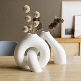 Brf Store Prime Interlocking Vazo – 3D Baskı Iç Içe Geçen Dekoratif Vazo-Beyaz - Siyah