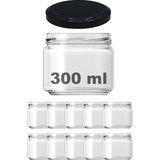Brf Store Sepetium Afracam 300 ml Metal Siyah Kapaklı Şeffaf Cam Kavanoz 10 Adet