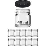 Brf Store Sepetium Afracam 40 ml Metal Siyah Kapaklı Şeffaf Cam Kavanoz 10 Adet