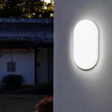 Brf Store Sepetium Aydos 20W Oval Beyaz LED Nemliyer Armatür – IP65 Su Geçirmez Tavan/duvar Lambası, 6500K Bey - Siyah