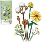 Brf Store Sepetium FUN4KID Mini Bloklar Çiçek Buketi Yapı Setleri, Yapay Çiçekler, Yapı Taşları, Dekorasyon, E - Siyah