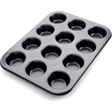 Brf Store Sepetium Orret Home 12’li Muffin ve Cupcake Fırın Tepsisi – Yapışmaz Metal Kek Kalıbı, 12 Gözlü Muff - Siyah