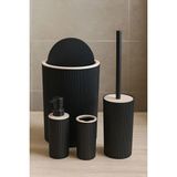 Brf Store Sepetium Quardi Banyo Seti Modern Çizgili - 7 Litre Kova 4 Parça Banyo Çöp Kovası Seti (Siyah)