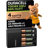 Brf Store Shopandenjoy Duracell Cef 14 Pil Şarj Cihazı, 4 Saat (1 Adet) ve Şarj Edilebilir Aa ve Aaa Pil (2'şe - Siyah