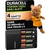 Brf Store Shopandenjoy Duracell Cef 14 Pil Şarj Cihazı + Şarj Edilebilir Aa ve Aaa Pil 2'şer Adet | Şarj Edile - Siyah