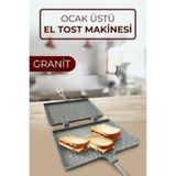 Brf Store Shopandenjoy Mobilreyon - Ekmek Kızartma Makinesi - Iç Dış Granit Döküm Ocak Üstü Tost - Kamp Izgara - Siyah
