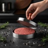 Brf Store Sidelyasell Paslanmaz Çelik Hamburger Köfte Presi 12 Cm, Ahşap Saplı Oluklu Köfte Şekillendirme Kalı