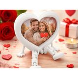 Brf Store Su Store Aşk Kalpli Fotoğraf Çerçevesi – 3D Baskı Hareketli Bacaklı Masaüstü Çerçeve-Beyaz - Siyah